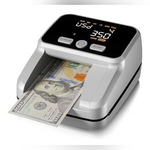 Counterfeit Bill Detector Counter Machine UV/MG/IR/MT/Image/Size USD/EUR Silver